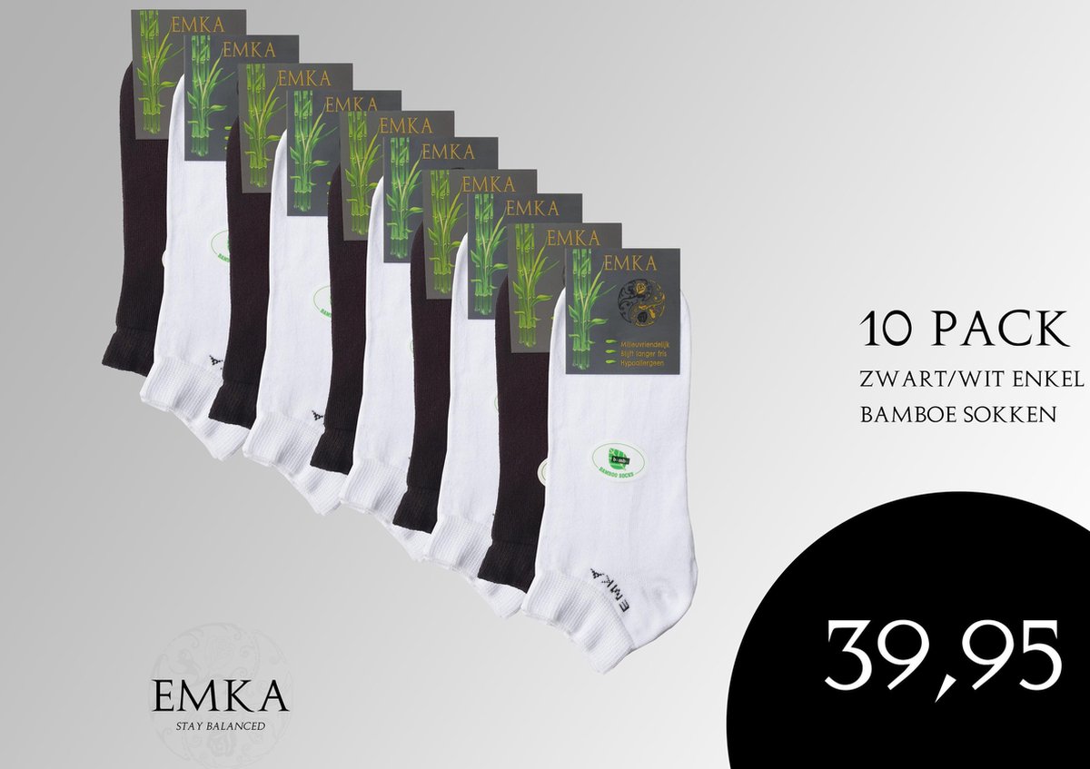 10 Paar Enkel Zomer Sokken | Sneaker Socks | Kleur Zwart/wit Multipack Unisex | Heren | Dames
