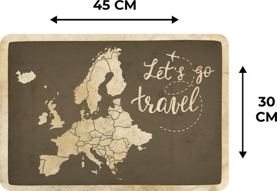 Set de table - Kaart Europa - Citation - Vintage - 45x30 cm - 6 pièces