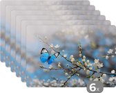Placemat - Placemats kunststof - Sakura - Vlinder - Lente - 45x30 cm - 6 stuks - Hittebestendig - Anti-Slip - Onderlegger - Afneembaar