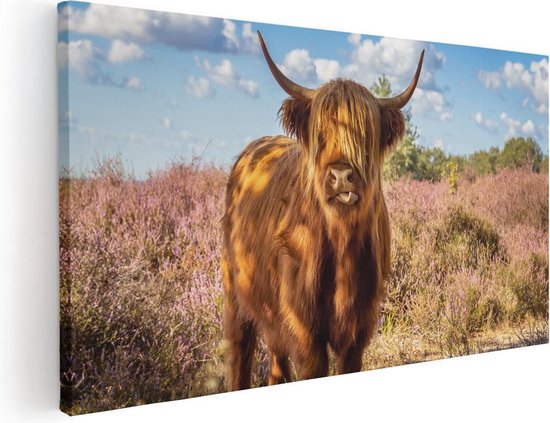 Artaza - Peinture sur toile - Vache Highlander écossaise dans le pâturage - 120 x 60 - Groot - Photo sur toile - Impression sur toile