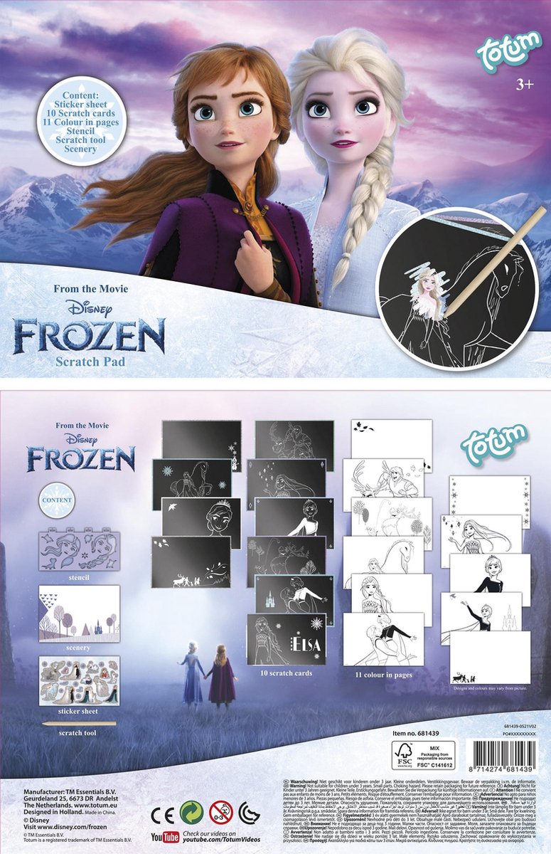 Disney Frozen Totum vakantieboek doeboek kraskaarten sticker en kleurboek speelgoed meisjes - knutselen scratch art met prinsessen Elsa en Anna A5 - 25 delig — afbeelding 3