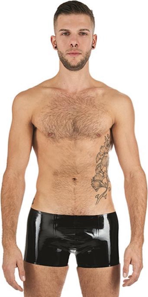 Mister B Rubber Trunks zwart met witte bies XS