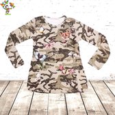 Meisjes shirt Army vlinder creme -s&C-110/116-Longsleeves meisjes