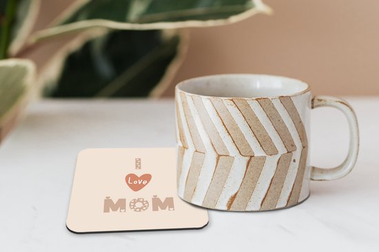 Sous-verres -verres pour verres - Cadeau Mère - I love Mom - Hartjes - 10x10 cm - 6 pièces
