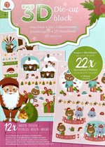 Decotime 3D Kerst Stansblok met 22 3D afbeeldingen met glitter compleet met labels Roze