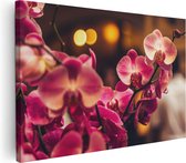 Artaza Canvas Schilderij Roze Orchidee Bloemen - 60x40 - Foto Op Canvas - Canvas Print