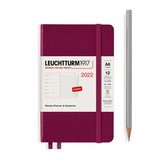 Leuchtturm1917 A6 Pocket Weekly Planner & NoteBook 2022 Hardcover Port Red