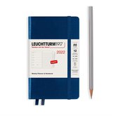 Leuchtturm1917 A6 Pocket Weekly Planner & NoteBook 2022 Hardcover Navy