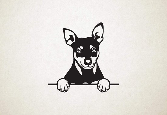 Manchester Terrier - hond met pootjes - M - 60x61cm - Zwart - wanddecoratie