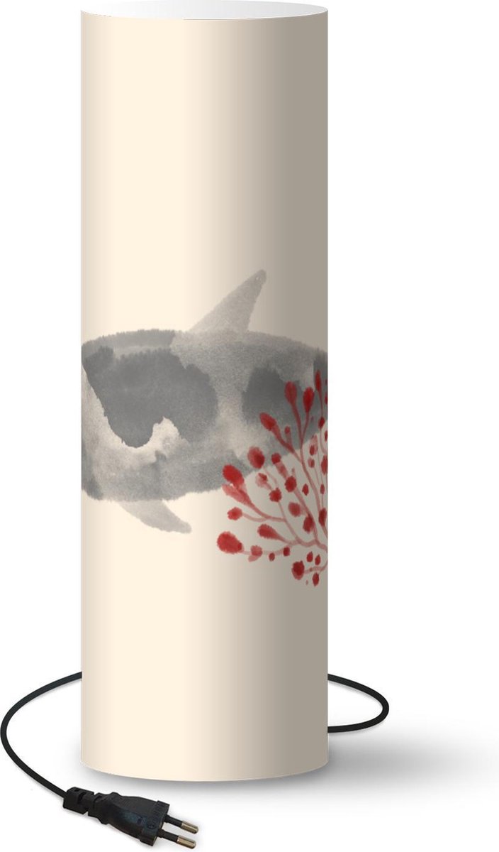 Lamp - Nachtlampje - Tafellamp slaapkamer - Dieren - Planten - Zee - Aquarel - 50 cm hoog - Ø15.9 cm - Inclusief LED lamp