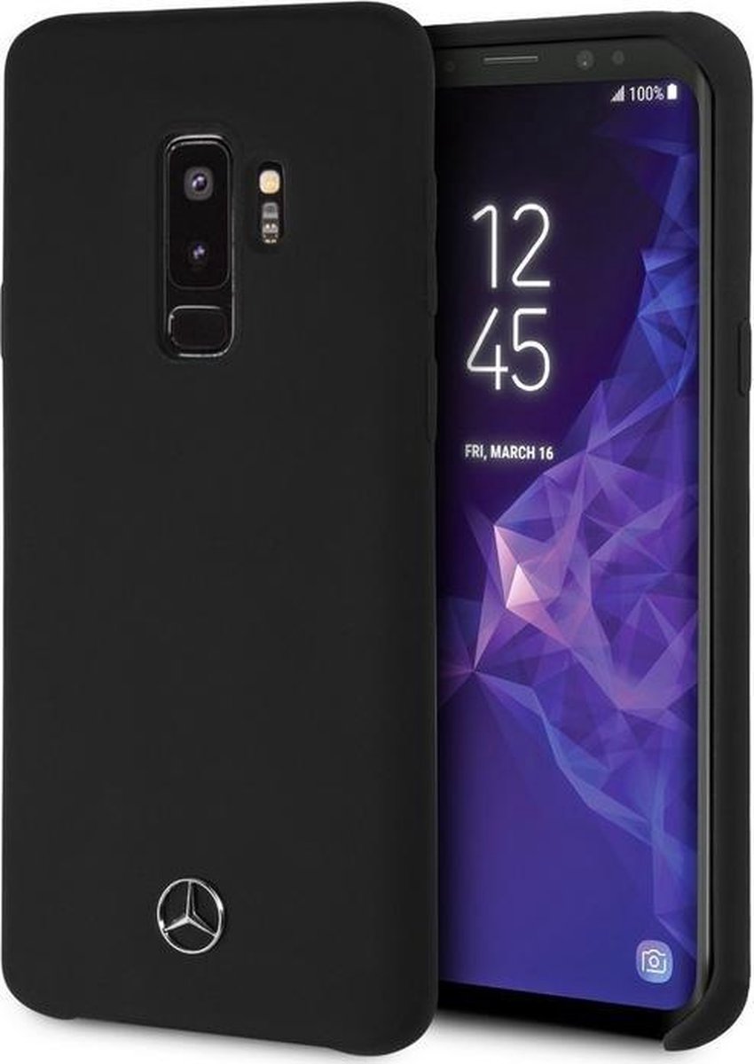 Mercedes-Benz silicone backcover voor Galaxy S9+ (Plus versie) - Zwart