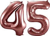 Folieballon Cijfer 45 Brons - 86 cm