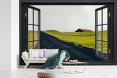Behang - Fotobehang Doorkijk - Natuur - Mist - Breedte 450 cm x hoogte 300 cm