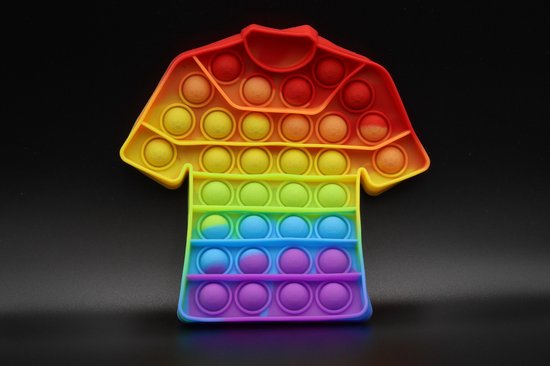 Pop It – Fidget Toy Spel – Anti Stress, Autisme en ADHD - Vrij van Giftige Materialen- TikTok Hype 2021 - Regenboog Voetbal Shirt