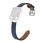 Enkele cirkel 14 mm schroefstijl lederen vervangende band horlogeband voor Apple Watch Series 6 & SE & 5 & 4 40 mm / 3 & 2 & 1 38 mm (blauw)