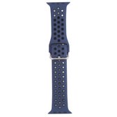 Metalen gesp siliconen vervangende horlogeband voor Apple Watch Series 6 & SE & 5 & 4 44 mm / 3 & 2 & 1 42 mm (blauw + zwart)