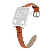 Bamboe Joint met Kralen Lederen Vervangende Band Horlogeband Voor Apple Watch Series 6 & SE & 5 & 4 40mm/3 & 2 & 1 38mm (Geel)