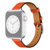 Lederen vervangende horlogebanden met kleine taille voor Apple Watch Series 6 & SE & 5 & 4 44 mm / 3 & 2 & 1 42 mm (vlamoranje)