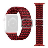 Gesp Gevlochten Elastische Band Horlogeband Voor Apple Watch Series 6 & SE & 5 & 4 44mm/3 & 2 & 1 42mm (Golf Rood Zwart)