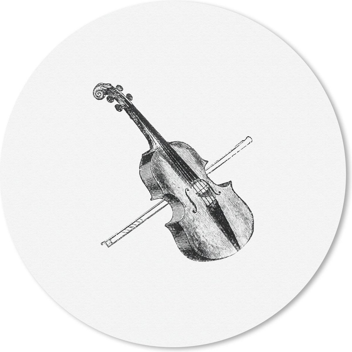 Muismat rond 30x30 cm - Mousepad Retro - Viool - Muziek - Ronde muismatten
