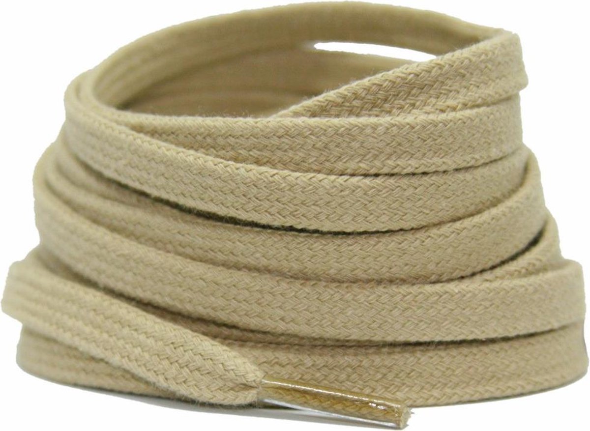 Platte katoenen veters 6mm Donkerbeige 120cm - sneakers