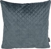 Nera Velvet Steel Blue Kussenhoes | Velvet / Quilted Polyester | 45 x 45 cm | Blauw