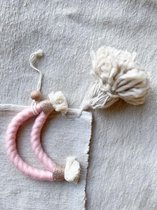Macrame maan - Roze - Macrame Regenboog - Kinderkamer - Decoratie – Kraamcadeau