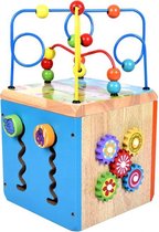 Cube d'activités en bois ZaCia - Spirale de perles - Jouets en bois - Jouets Éducatif - Blocs et piste de perles - Ensemble de jeu - Centre d'activités
