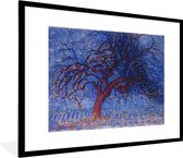 Fotolijst incl. Poster - Rode boom - Piet Mondriaan - 80x60 cm - Posterlijst