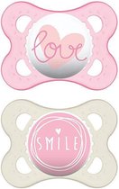MAM Original Love / Smile - Fopspenen - Roze / Wit - Silicone - BPA vrij - 0-6 maanden - Set van 2