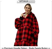 OptimumGoods Hoodie Deken – Deken met Mouwen - Hoodie Blanket - Oodie/Huggle/Snuggie - Oversized Hoodie - Ruiten - incl zak