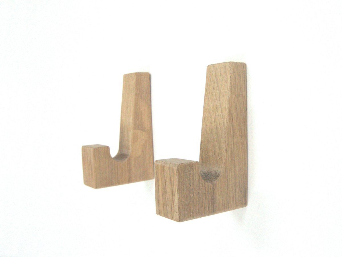 RHOOTZ kapstok haak - set van 2 - naturel eiken - model Curl van RHOOTZ