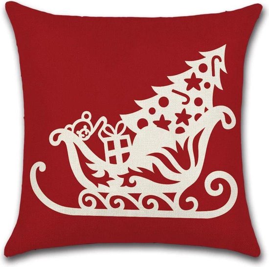Kussenhoes Kerst - Kerstslee - Kussenhoes - Kerst - 45x45 cm - Sierkussen - Polyester