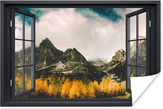 Poster Doorkijk - Natuur - Berg - 90x60 cm
