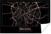 Affiche Carte - Bruxelles - Or - Zwart - 180x120 cm XXL