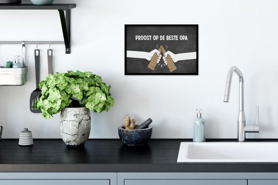 Fotolijst incl. Poster - Quotes - Proost op de beste opa - Opa - Spreuken - 30x20 cm - Posterlijst