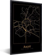 Affiche avec cadre Carte - Alost - Or - Zwart - 40x60 cm