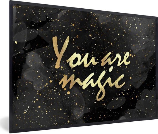 Poster met lijst Quotes - Magic - Goud - Zwart