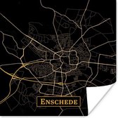 Poster Carte - Enschede - Or - Zwart - 100x100 cm XXL