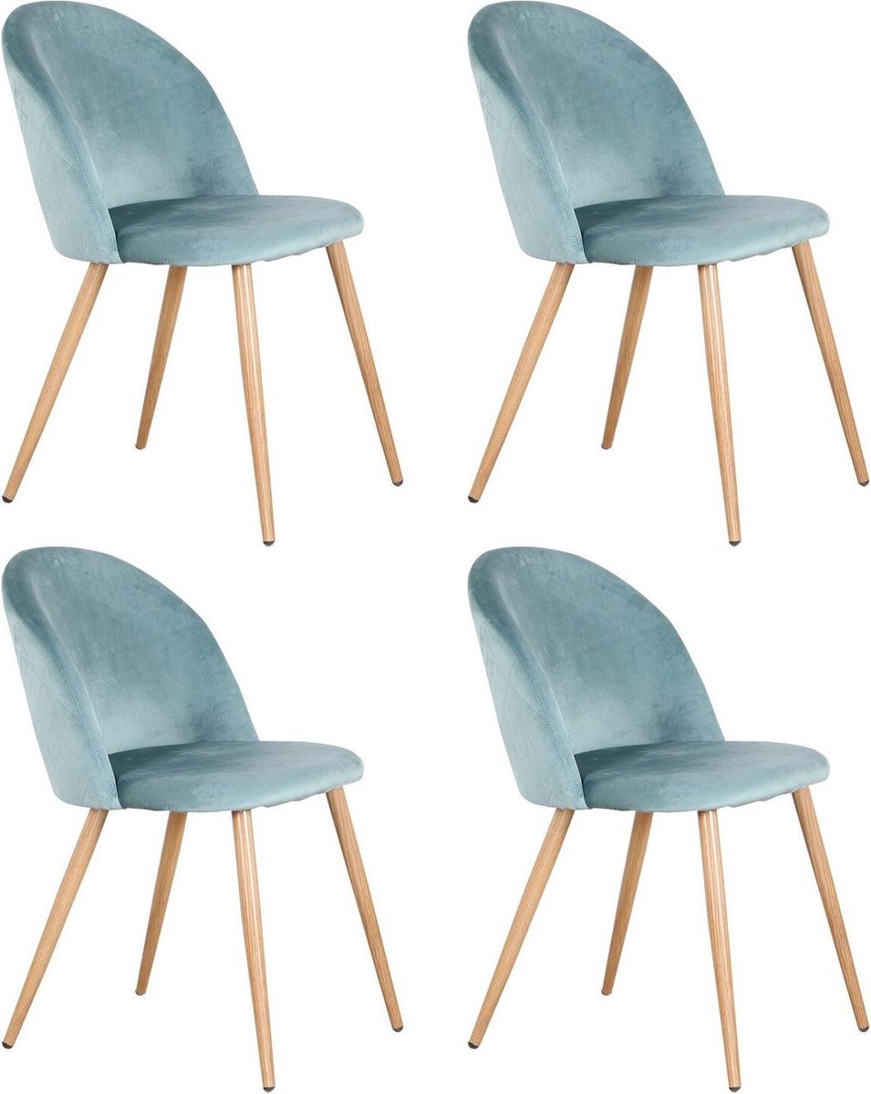Loft Home Loft Home Eetkamer stoel | Set van 4 | Moderne look | Kuipstoel | Stoel | Zitplek | Complete set | Fluweel | Velvet | Groen
