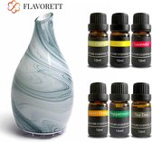 Flavorett Glazen Aroma diffuser - Incl.  6 Etherische Olie – Luchtbevochtiger – Geurverspreiders