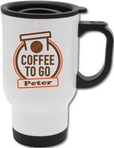 sublifun Koffie to go Thermobeker Wit met eigen naam, gepersonaliseerd, beker, thermo, isolerend