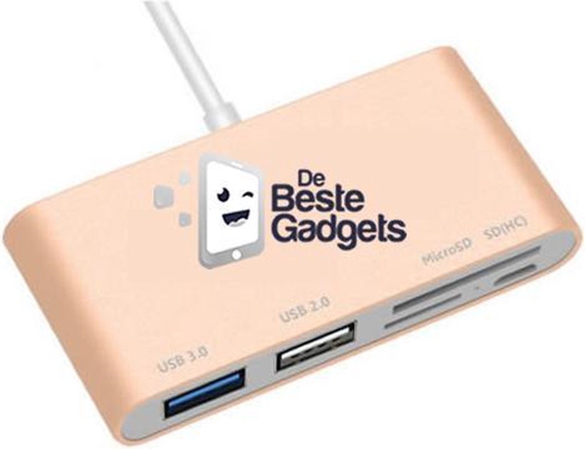 USB-C Cardreader Kleur: Roze - USB-C Hub - 2xUSB (2.0 + 3.0) , SD kaart, Micro SD (Hoge capaciteit), Micro USB - Android Cardreader - Kaartlezer - Camera Connection Kit