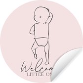 WallCircle - Muurstickers - Behangcirkel - Spreuken - Quotes - Baby - Welcome little one - Geboorte - 100x100 cm - Muurcirkel - Zelfklevend - Ronde Behangsticker XXL