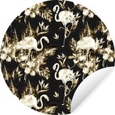Papier peint Circle - Flamingo - Fleurs - Goud - Motifs - ⌀ 120 cm - Wall Circle XXL