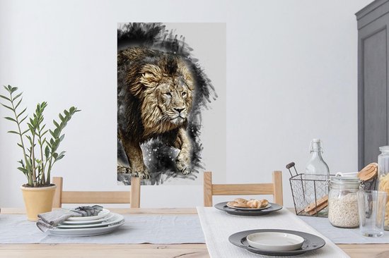 Stickers Stickers muraux - Illustration - Lion - Zwart - 60x90 cm - Feuille adhésive