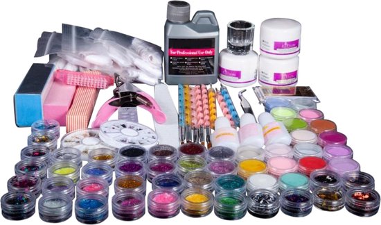Acryl nagels starterspakket 54 kleuren/poeders acryl – acryl nagels starter kit – nail art set