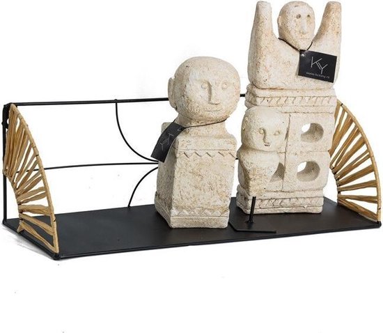 Rotan Rekje Wandrek met rotan - boho rekje - boekenplank jute met metaal - bohemian ...