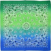 Fako Fashion® - Paisley Bandana - Tri Tone - Tricolore - 3-Kleurig - Groen-Lichtgroen-Blauw