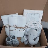 Het blije snoetje - Giftset - Kraamcadeau - Baby geschenkset - babyshowercadeau - Grijs/wit